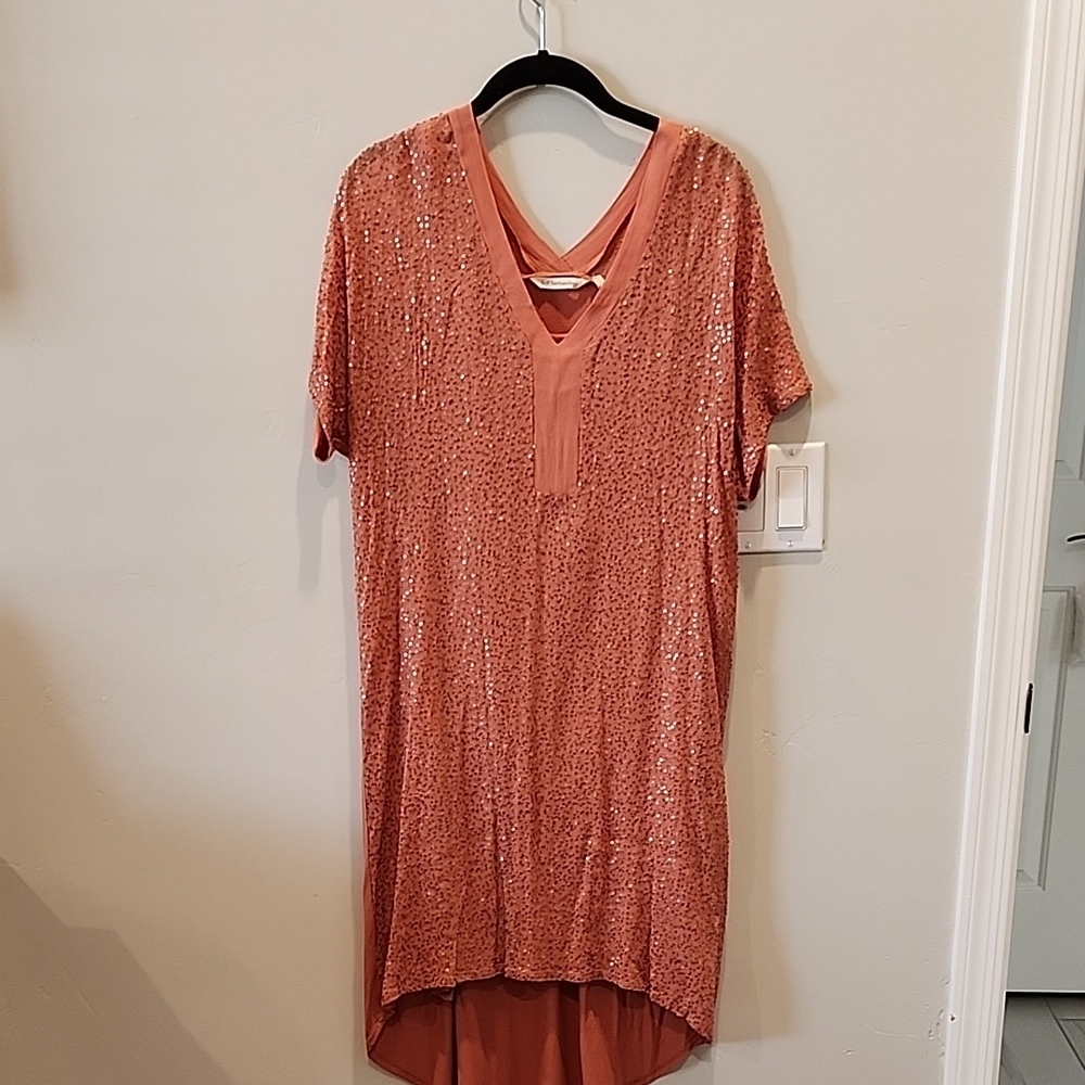 Sparkling Coral Sequin Dress